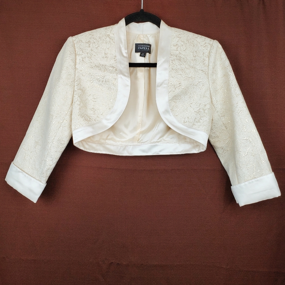 ADRIANNA PAPELL Ivory Gold Brocade Sheath Dress 2P - Picture 8 of 15